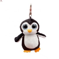 OEM lifelike super soft cute plush black big eye penguin keychain toy