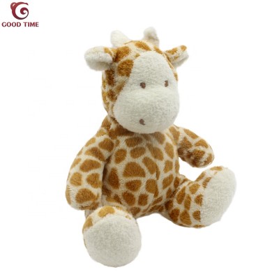 High Quality custom cute stuff soft toys plush stuffed animal orange giraffe bell