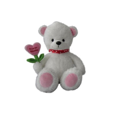 Hot selling custom mini plush toy white teddy bear heart gift for baby