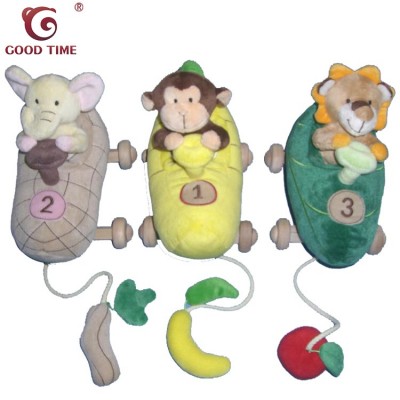 Plush Animal Push and Pull Toys Tractors for Baby Toddlers