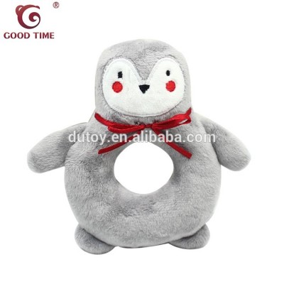 Penguin Infant Baby Plush Security Toy Rattle With Bowknot