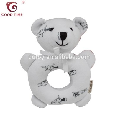 Little Teddy bear Plush Baby Rattle With Pattern Cotton