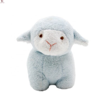 Wholesale Custom Cute Alpaca Plush Stuffed Toy Hand Bell Blue Sheep Bell Plush Soft Toy For Baby