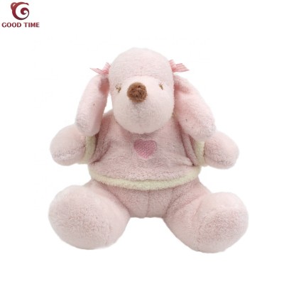 Customized Function Product stuffed dogs plush toys soft plush material pink dog toy bell