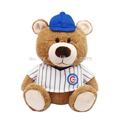 Wholesale Custom Worker Plush Toys Teddy Bear With Blue Hat and T-shirt